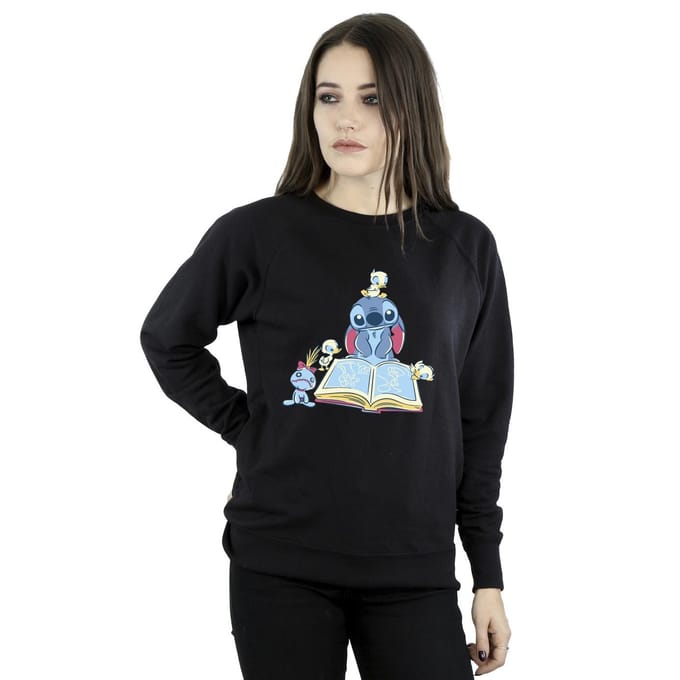 Disney Dames/Dames Lilo & Stitch Boek Lezen Sweatshirt (Zwart)
