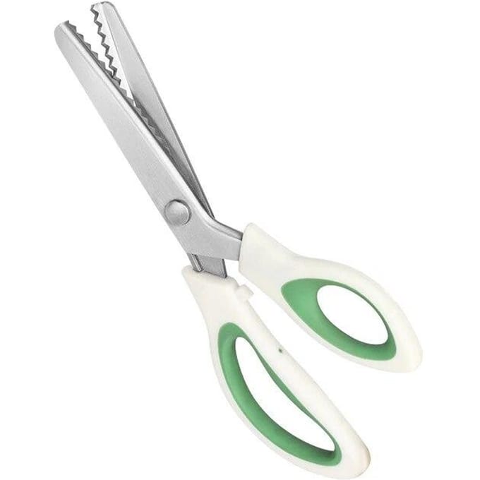 Ciseaux à cranter professionnels en acier inoxydable, ciseaux de couture dentelés festonnés, ciseaux de tailleur en tissu Zigzag vert