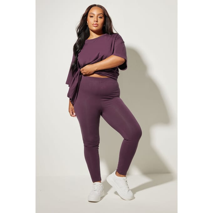 Yours Donkerpaarse Legging Size 42