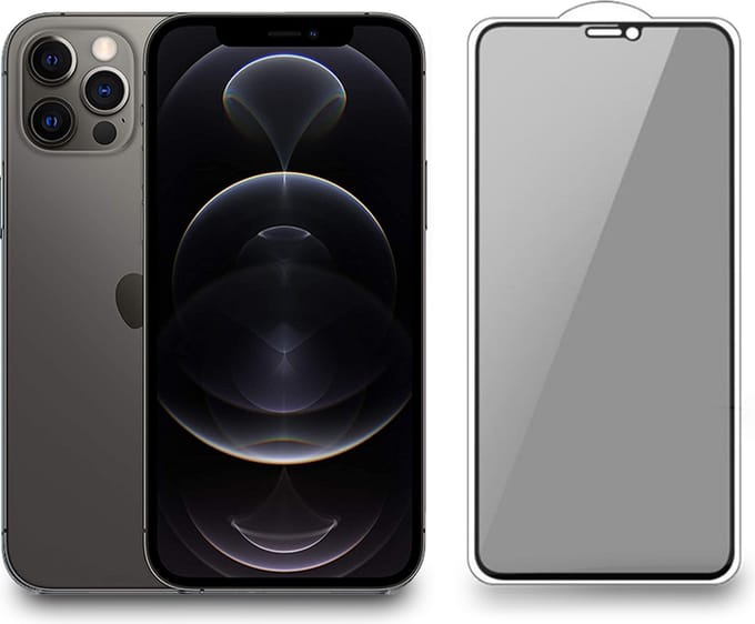 Smartphonica iPhone 12 Pro Max privacy full cover tempered glass screenprotector van gehard glas met afgeronde hoeken geschikt voor iPhone 12 Pro Max