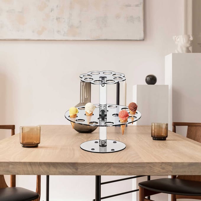 Acryl IJshoorntjeshouder Popcorn Hoorndisplayrek white