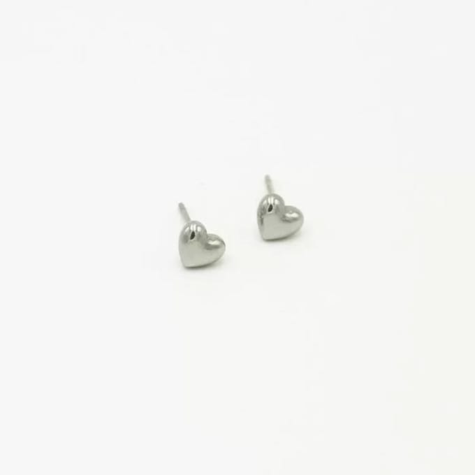 Bijoutheek Oorknoppen 3D Hart Silver