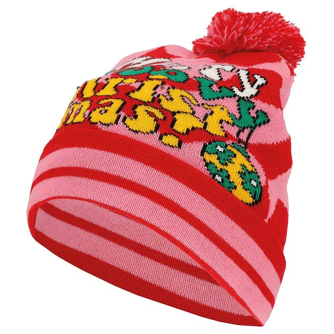 Kerstmuts met lampjes - Christmas rocks one size - met pompon - Rood