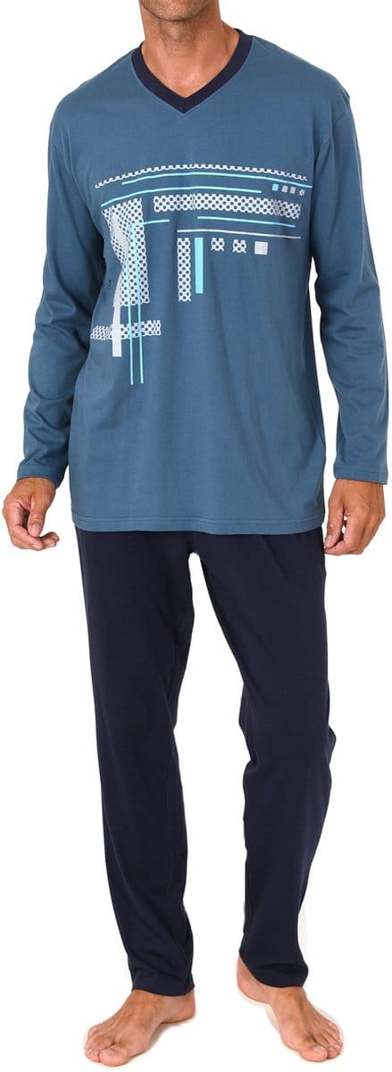 Elegante herenpyjama met lange mouwen en frontprint - ook in oversizes