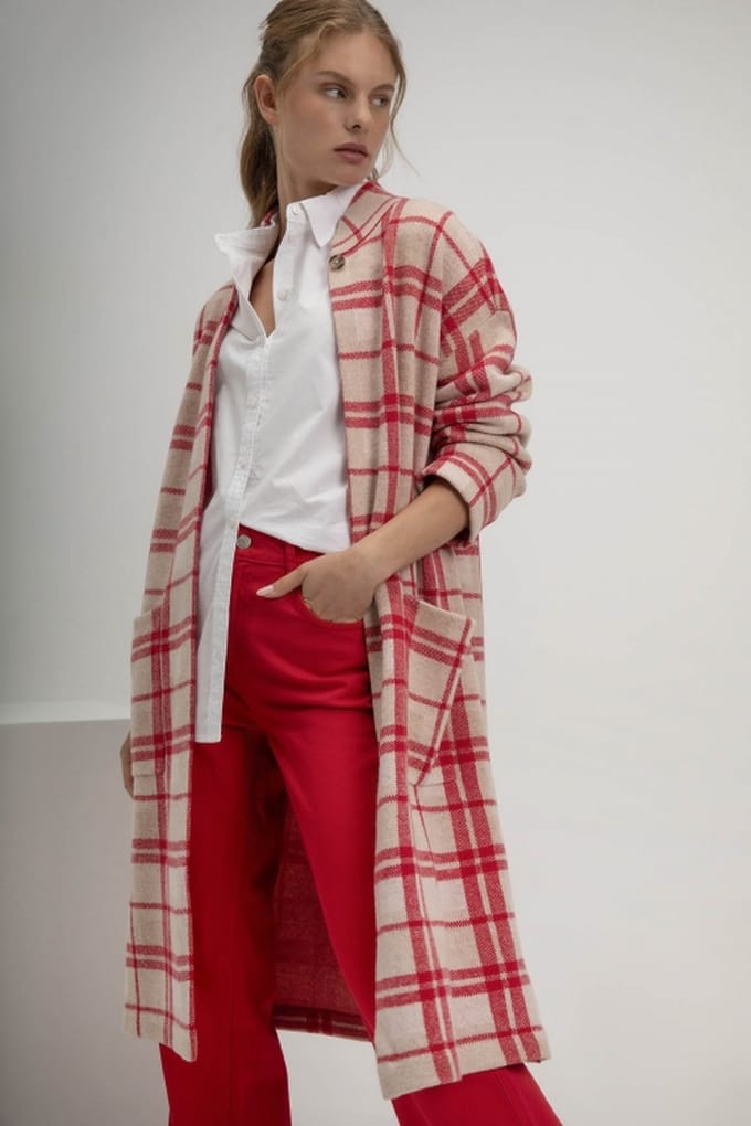 Josephine & Co Sjoerd Cardigan Red Check Größe: S | Leichte Jacken Outlet | Damen | Rot