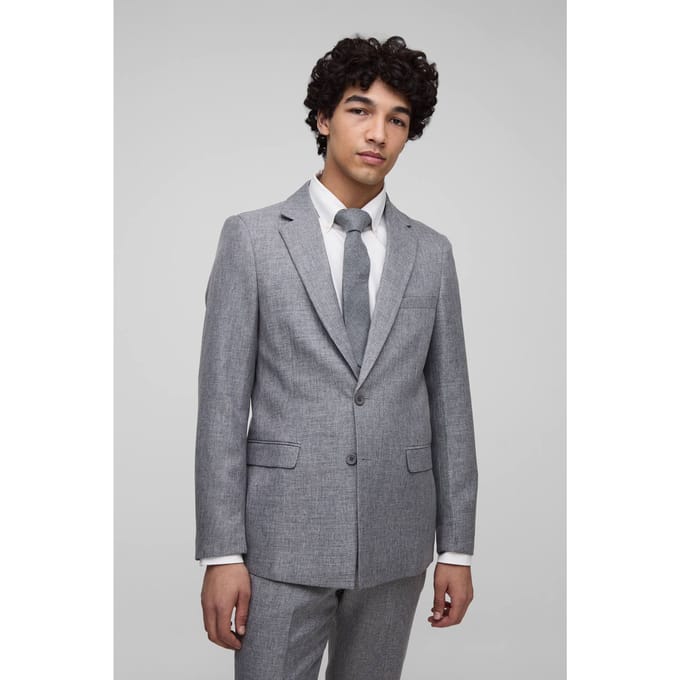 Slim Fit Single Breasted Suit Jacket | Grey | Size Medium