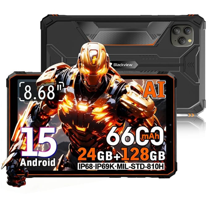 Blackview Active 5 5G Robuuste Tablets Android 15 8,68 inch Display 8+16 GB RAM 128GB ROM Tablet PC 6600mAh 6+128 only tablet oranje