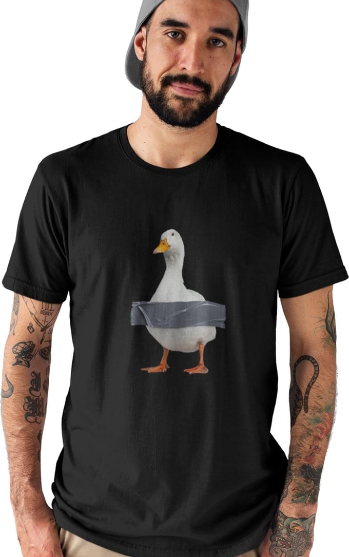 Heren t shirt Eend - Ronde Hals - Zwart - Maat M