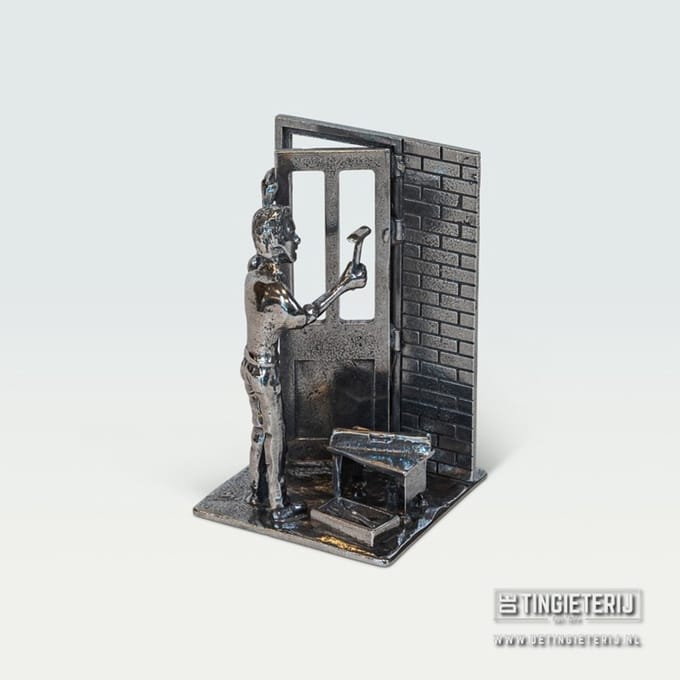 Beeldje Timmerman - Tin - jubileum geschenk - beroepen beeldje - ambacht