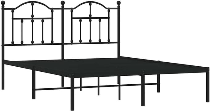 Tweepersoons bedframe met hoofdbord metaal zwart 140x200 cm