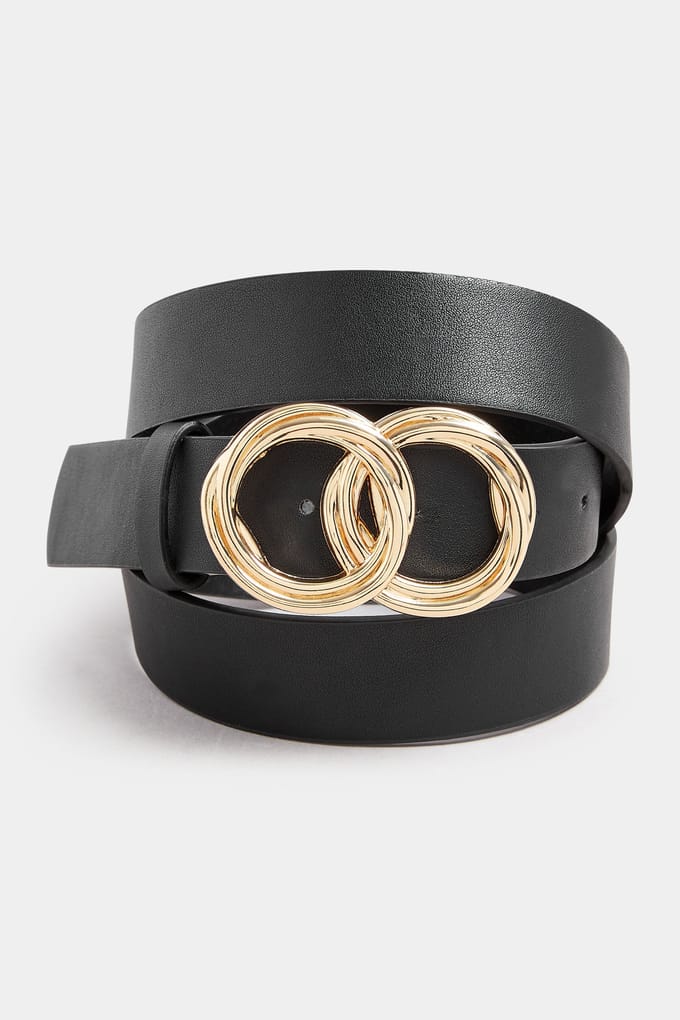 Yours Zwarte Riem Met Gedraaide Dubbele Cirkelsize 58-60