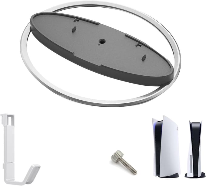 Verticale standaard voor PS5-console, stevige antislipbasis met schroefbevestiging, ruimtebesparend ontwerp voor PS5, PS5 Pro en PS5 Slim consoles