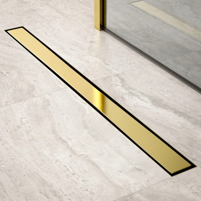 Mirlux Douchegoot - 90cm - Goud - Tegelrooster - RVS - Met Flens