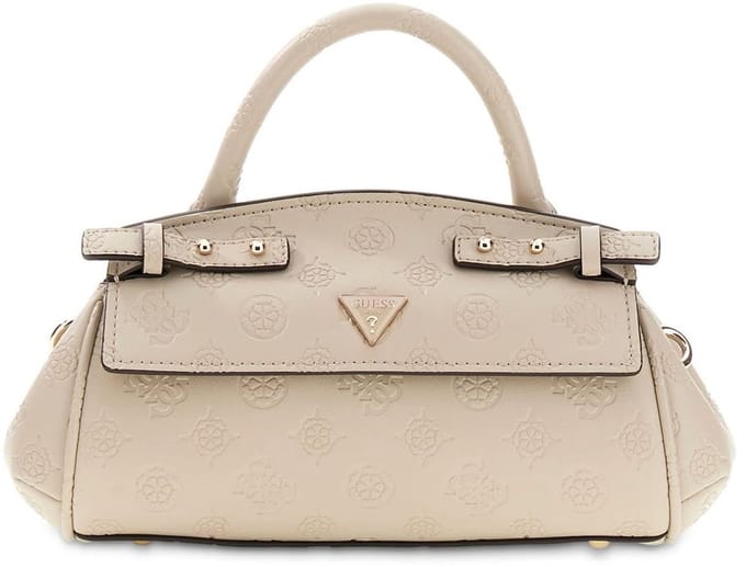 GUESS handtas schoudertas Diana Mini Top Handle Flap Light Taupe Logo beige