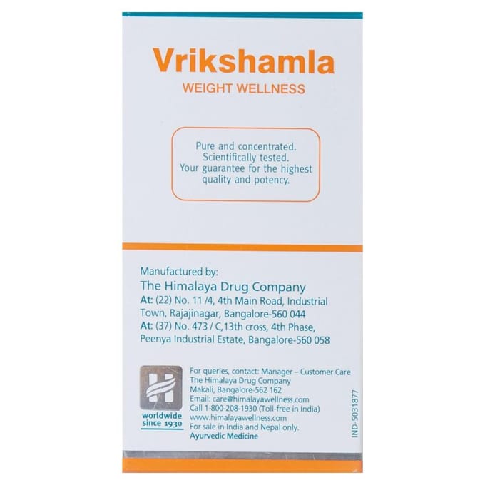 Himalaya Wellness Herbes Pures Vrikshamla Comprimés Bien-être Poids, Soutient la Gestion Saine du Poids, 60 Comprimés white
