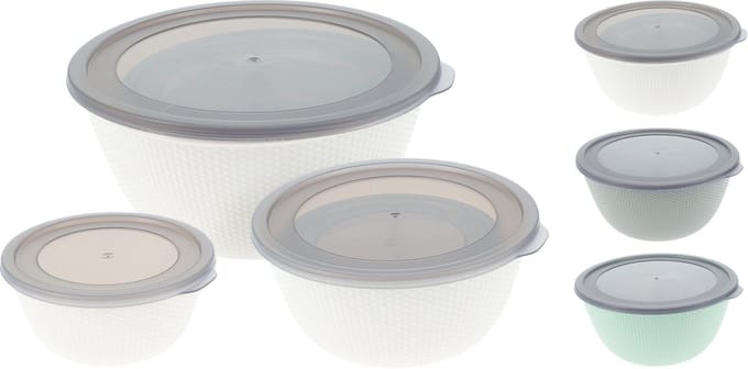 Excellent houseware-voorraaddoos-set van 3 stuks-wit-mintgroen of grijs