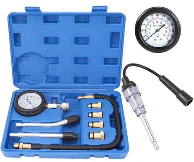 Compressietester en Bougietester Set voor Motorfietsen en Auto's – 9 Stuks