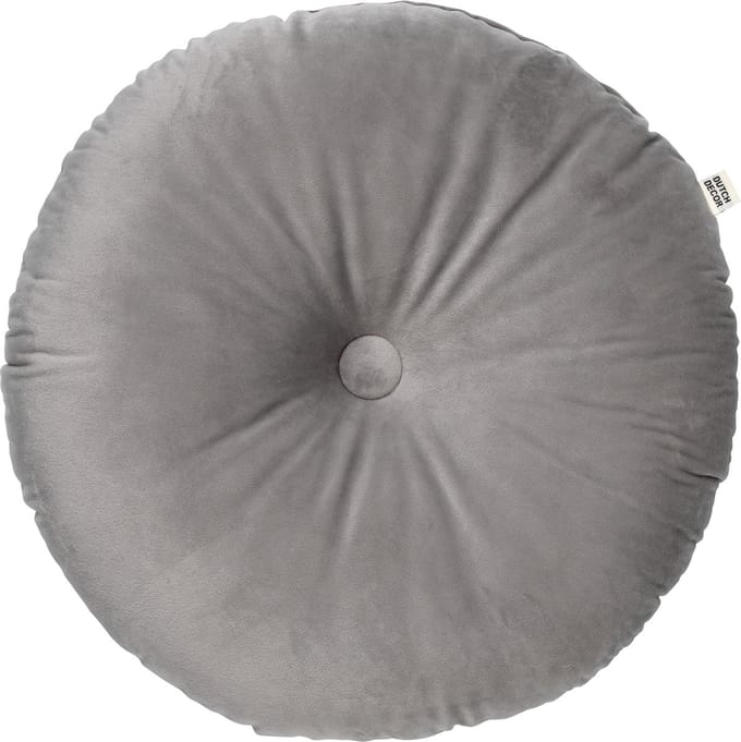 Dutch Decor - OLLY - sierkussen Ø38 cm - rond velvet - Micro Chip - grijs