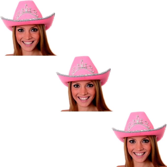 Roze Koe Meisje Jurk met Tiara en Cowboy Hoed voor Dames
