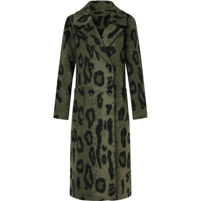 Smashed Lemon Dierenprint jas in army met zwart |