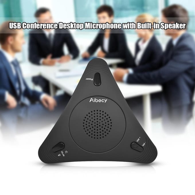 Omnidirectionele condensatormicrofoon Microfoonconferentievergadering 360 graden audio-opname zwart
