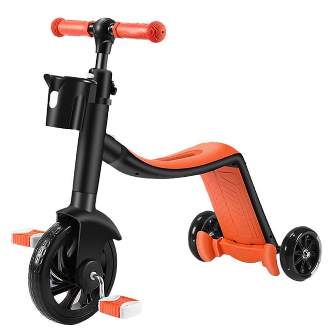 3-in-1 Stepjes voor Kinderen Opvouwbare Peuter Stepjes, Driewieler, Loopfiets met 3 Verstelbare