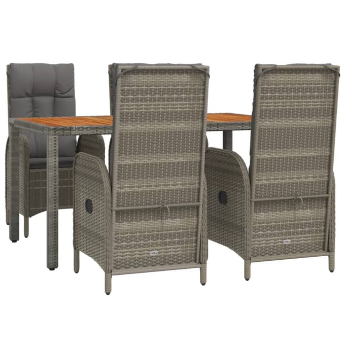 vidaXL - 5-delige - Tuinset - met - kussens - poly - rattan - grijs