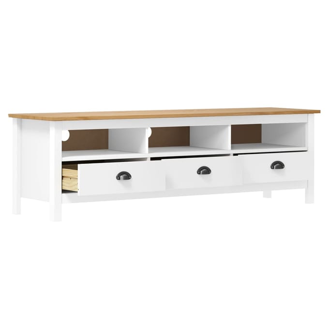 vidaXL - Tv-meubel - Hill - Range - 158x40x47 - cm - massief - grenenhout - wit