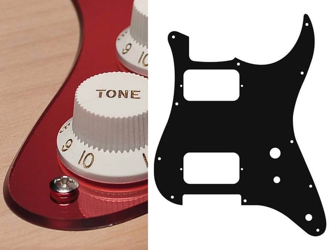 Boston ST-231-MR pickguard, Stallion, HH, 2 pot holes, toggle switch, 2 ply, mirror red