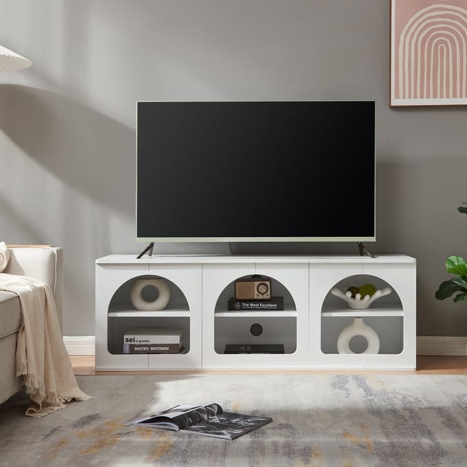 Tv-meubel Trorhun 140x38x48 cm wit [en.casa]