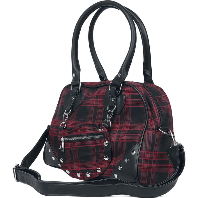 Banned - Gothic Handtas - Warren Plaid - voor Vrouwen - zwart-rood