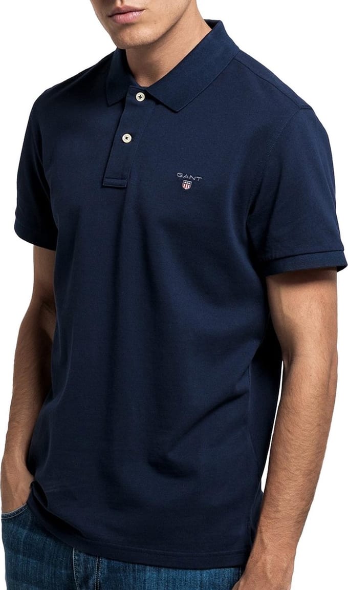 Gant - Polo Basic Navy - Regular-fit - Heren Poloshirt Maat M