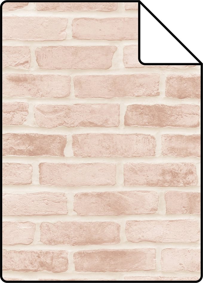 Proefstaal ESTAhome behang bakstenen licht perzikroze - 26.5 x 21 cm - 139166-S