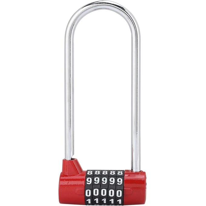 Zinklegering U-vorm Combinatie Cijfer Wachtwoord Code Slot Extra Lang Kastdeur Hangslot rood