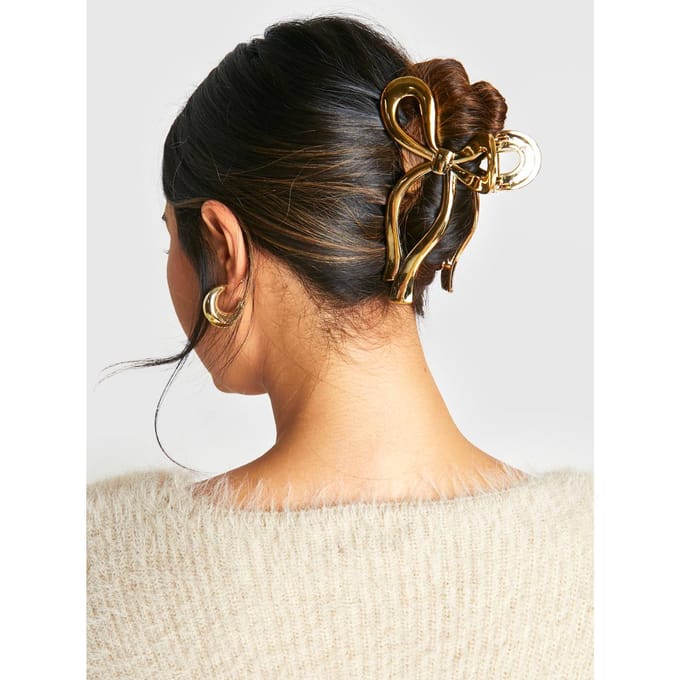boohoo Dames Gouden Strikdetail Klauwclip