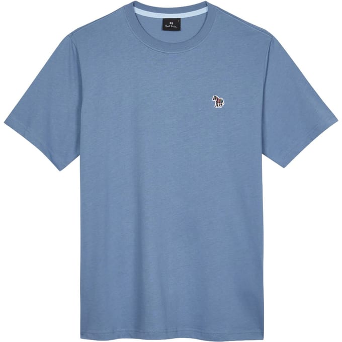 Paul Smith Mens Reg Fit Ss Tshirt Zebra Badge Greyish Blue Größe: 3XL | Basic T-Shirts Outlet | Herren | Blau