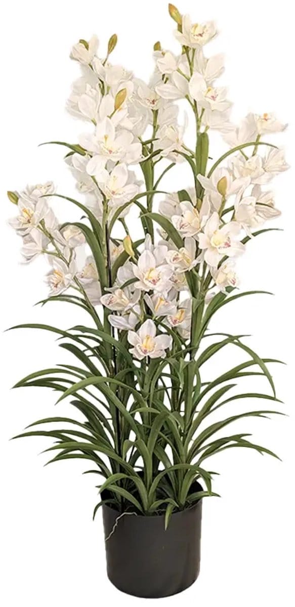Cymbidium Kunstplant 125 cm - Wit