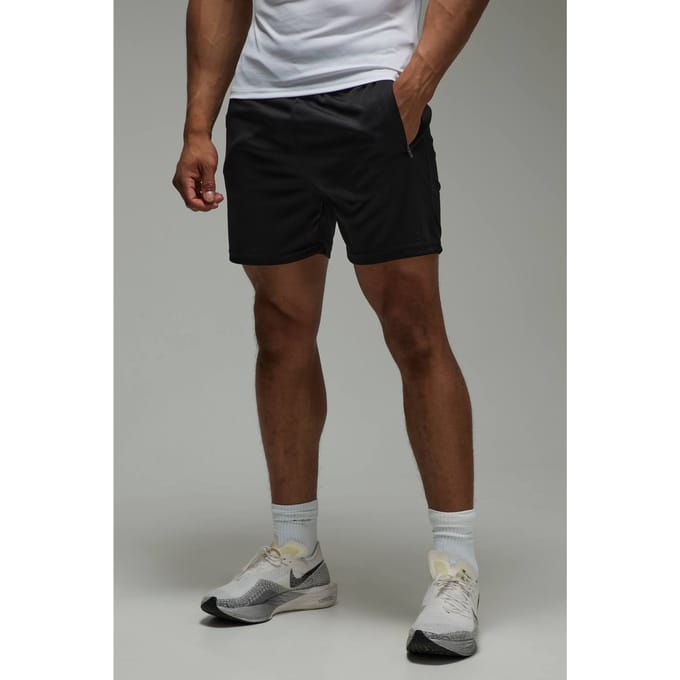 Man Active Zip Pockets 5inch Basic Training Short | Black | Size Small