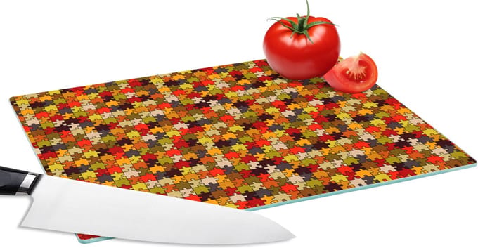 Glazen Snijplank - 28x20 - Puzzel - Patronen - Herfst - Snijplanken Glas
