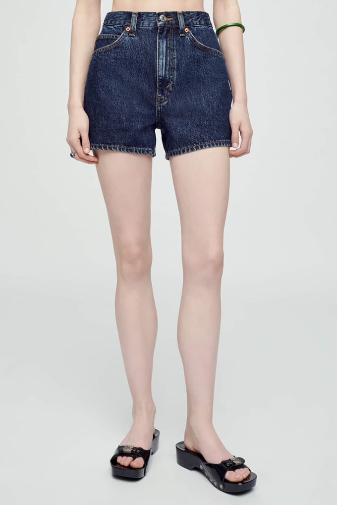 RE/DONE The Midi Short Heritage Rinse Maat: W28 | Korte Broeken Outlet | Dames | Blauw