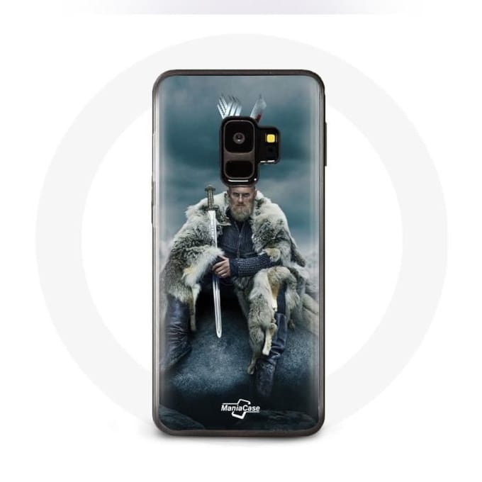 Coque - Vikings - Samsung Galaxy S9 - Rigide - Protection - Logo Ragnar Lothbrok gris