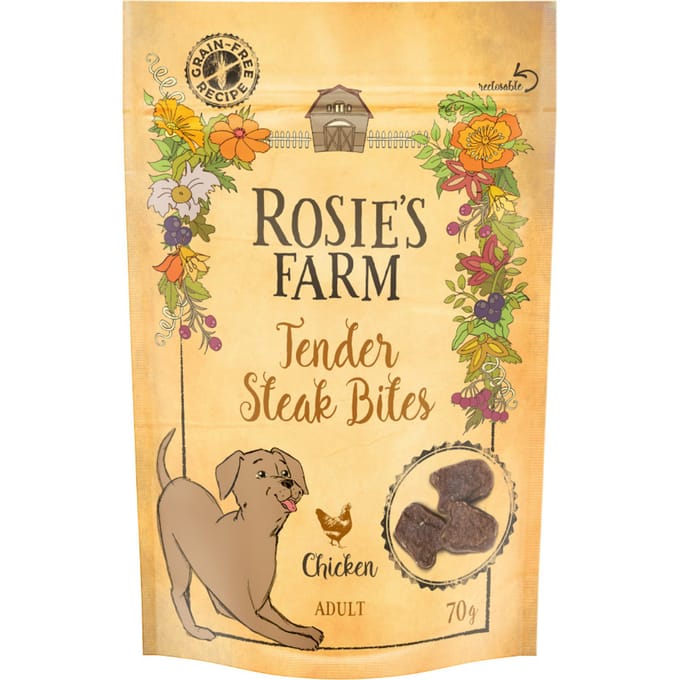 70g ´Mini Steak Bites´ Kip Rosie's Farm Hondensnacks