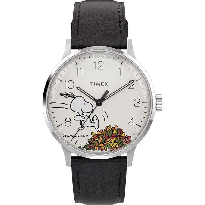 Timex Peanuts Waterbury Classic TW2Y85600 Horloge - Leer - Zwart - Ø 40 mm