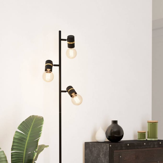 EGLO Lurone Vloerlamp - E27 - 160 cm - Zwart/Goud