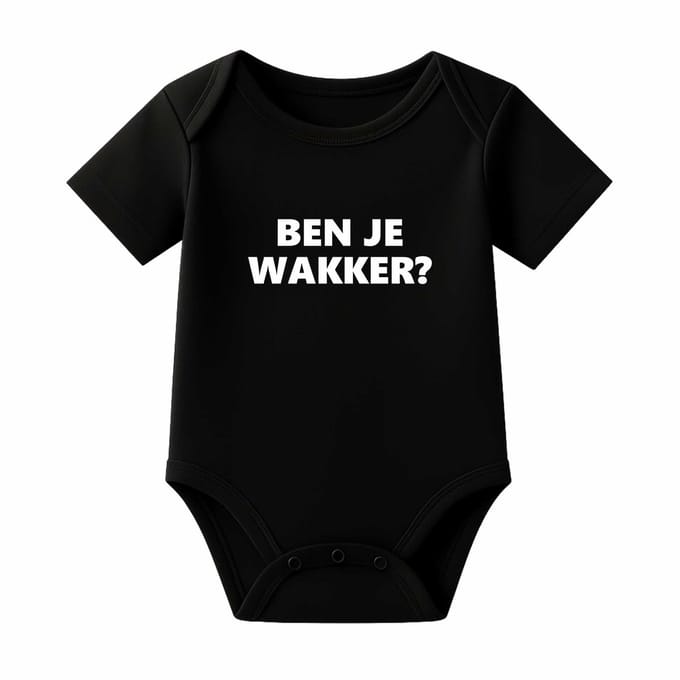 Romper Ben je wakker? - zwart - korte mouw