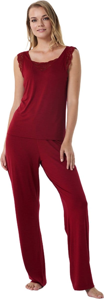 Feyza - Dames Pyjama Set, Korte Mouwen, Rood - S