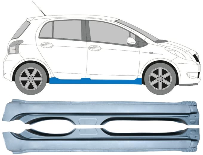 Volledige dorpel voor Toyota Yaris 2006-2011 / Links + Rechts / Set