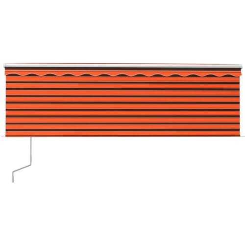 vidaXL - Luifel - met - rolgordijn, - LED - en - windsensor - 4,5x3 - m - oranje - bruin