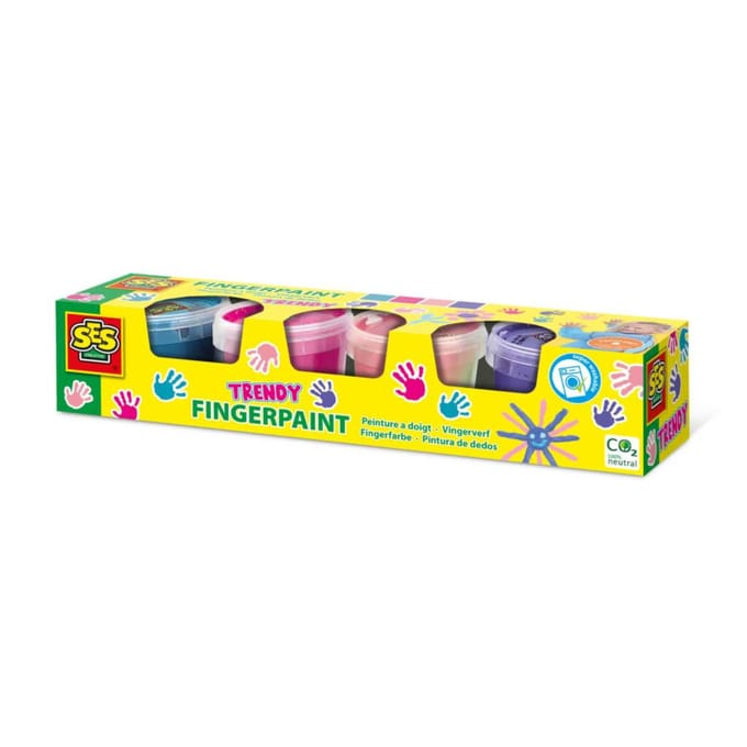 SES Creative Vingerverf - Trendy 4 Kleuren - Vanaf 2 Jaar - 4 x 110 ml - Knutselen - Glutenvrij - Schoencadeautjes Sinterklaas