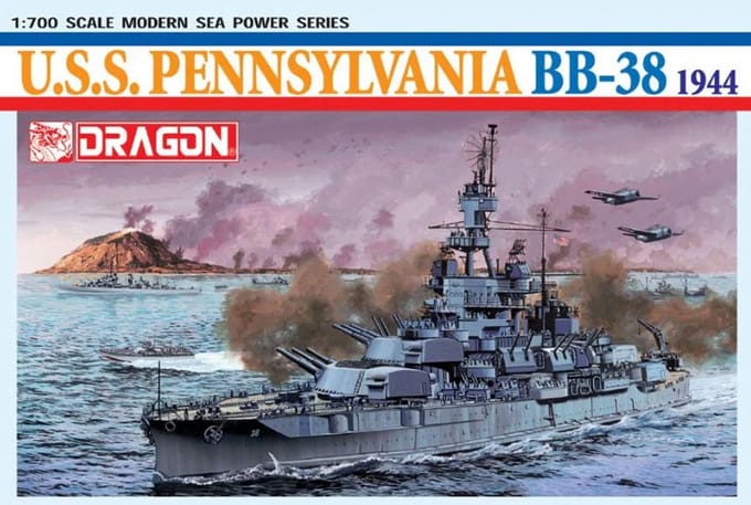 Dragon Modelbouwpakket Schepen - 7041 USS Pennsylvania BB-38 - 1944 - Slagschip Pennsylvania-klasse Plastic - 1:700 - Modelbouw